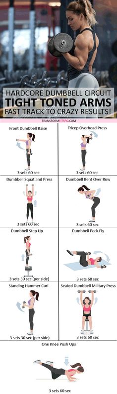 a poster showing how to do the dumbbell circuit with weights and exercises on it