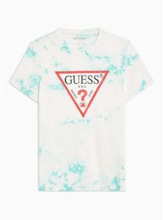 Tommy Hilfiger Graphic Print T-shirt For Streetwear, Blue Tommy Hilfiger T-shirt With Letter Print, Cotton T-shirt With Multicolor Graffiti Print, Tie Dye T-shirt With Graffiti Print, Short Sleeve, Blue Graffiti Print Crew Neck T-shirt, Green Tie Dye, Green Tie, Guess Jeans, Tie Dye T Shirts