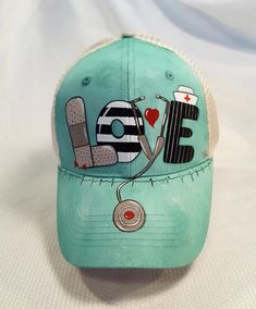 Diy Baseball Hat Design, Birthday Gift Best Friend, Custom Shoes Diy, Pretty Hats, Embroidery Caps, Memorial Day Sale, Green Gift