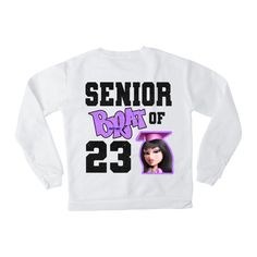 Perfect for all BRATZ lovers! The sweatshirts shown are examples of what you will get. Of course it will be 24 instead of 23. This sweatshirt can be made with solid or glitter vinyl. OR both but we prefer glitter over anything✨ Leave a lasting impression with this beauty. The sweatshirts shown are examples of what you will get. Leave your desired color(s) in the note section at checkout. When will my product arrive? Processing Time: 15 - 20 Business Days During holidays, please expect delays as Pre-shrunk Long Sleeve Cheerleading Sweatshirt, Pre-shrunk Long Sleeve Sweatshirt For Cheerleading, Casual Letter Print Sweatshirt For Graduation, Customizable Crew Neck Sweatshirt For Cheerleading, Casual Crew Neck Sweatshirt For Graduation, Customizable Long Sleeve Cheerleading Sweatshirt, Glitter Vinyl, Of Course, Glitter