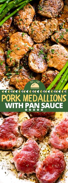 pork medallions with pan sauce on a plate