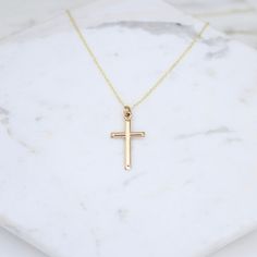 "14K Gold Cross Necklace - 14K Gold Adjustable Necklace This necklace is adjustable to 16\", 17\" or 18\" lengths. ★ The necklace is 14K solid gold. ★ 14K gold cross pendant is about 25mm x 12mm. Please read our policies before you place your order. https://www.etsy.com/shop/SashJewelry/policy?ref=shopinfo_policies_leftnav To see other Mother daughter necklace set click here: https://www.etsy.com/shop/SashJewelry?section_id=12441134&ref=shopsection_leftnav_1 To see other bracelets click here 14k Yellow Gold Filled Cross Necklace, 14k Gold Cross Necklace Tarnish Resistant, Minimalist 14k Gold Crucifix Necklace, Dainty 14k Yellow Gold Cross Necklace, 14k Yellow Gold Cross Pendant Necklace, Tarnish Resistant 14k Yellow Gold Cross Necklace, Mother Daughter Necklaces Set, Other Mother, Gold Slides