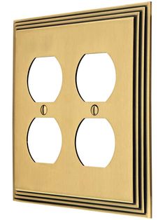 an image of three light switch plates in brass finish on white background with clippings