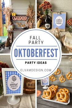 a collage of photos with the words fall party oktoberfest party ideas