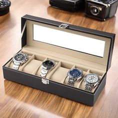 Luxury Leather Watch Box ⌚ | Perfect Gift for Watch Lovers 🎁 | 6-Slot Watch Organizer Elevate your watch collection with our exquisite Leather Watch Box, designed to keep your timepieces safe and stylish. Ideal for gifting on special occasions or treating yourself to a touch of luxury! ✨ Key Features: Premium Quality Leather 🧳: Crafted from high-quality leather for durability and elegance. 6 Slots 🔲: Ample space to securely hold and organize up to three watches. Soft Interior👔: Protects your watches from scratches and dust. Secure Clasp 🔒: Ensures your watches are safely stored. Compact & Portable 🚀: Perfect for travel or home display. 🎉 Perfect For:  Birthday Gift 🎉 Groomsmen Gifts 🤵 Father's Day 🎈 Anniversaries 💖 Jubilee🎁 Watch Enthusiasts ⌚ 🎁 Why Choose Our Watch Box? ▶️Tim Classic Formal Watch Accessories With Gift Box, Classic Box-shaped Watch Accessories For Business, Classic Business Watch Accessories Box, Classic Formal Box Watch Accessories, Rectangular Watch Accessories In Original Box For Gift, Rectangular Watch Accessories With Original Box For Gift, Rectangular Watch Accessories With Original Box For Gifting, Timeless Watch Accessories With Date Display As Gift, Classic Rectangular Watch Storage Accessories