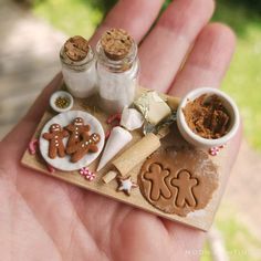 a miniature tray with cookies and spices on it