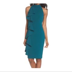 Reposhing This Item I Purchased From @Ceclemson. Loved It, But Ready To Rotate For Something New. Questions? Leave A Comment Below! Elegant Blue Bodycon Dress With Ruffles, Blue Ruffled Bodycon Dress For Date Night, Eliza Dress, Eliza J Dresses, Eliza J, Sheath Dress, Something New, Blue Green, Color Blue