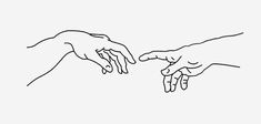 two hands reaching for each other over a white background