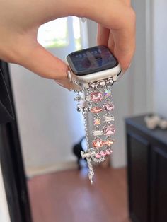 1pc Women's Pink Double-Row Double-Rhinestone Jewelry, Handmade, Metal Watch Band Compatible With Apple Watch Strap, All Models 38mm/40mm/41mm/42mm/44mm/45mm/49mm Sizes, Suitable For Ultra/SE/S9/8/7/6/5/4/3/2/1 Models, All Seasons Available, Beautiful, Fashionable, Lovely And Exquisite Apple Watch Band Baby Pink    Glass  Smartwatch Bands,DIY Smartwatch Bands   Watch Accessories & Tools, size features are:Bust: ,Length: ,Sleeve Length: Watch Strap Ideas, Apple Watch Charms, Diy Watch, Watch Charms, Apple Watch バンド, Apple Watches, Pink Apple, Double Diamond, Watch Accessories