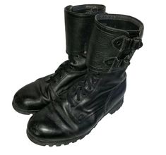 -Full-grain leather uppers -Adjustable 4″w. dual strap buckle top -Sure-traction lug outsole -Each approx 10″h., 32 oz. Leather Buckle Boots, Military Leather Hiking Boots, Outdoor Combat Boots With Buckle Closure And Round Toe, Outdoor Leather Combat Boots With Buckle Closure, Leather Combat Boots With Buckle For Outdoor, Leather Combat Boots With Buckle Closure For Outdoor, Ankle Combat Boots, Buckle Top, Military Combat