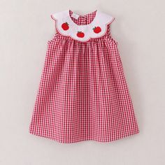 Brand New In Package 100% Cotton Cute Red Cotton Dress, Apple Clothes, Apple Dumpling, Casual Knit Dress, Smocked Baby Dresses, Flamingo Dress, Corduroy Overall Dress, Apple Dress, Red Plaid Dress