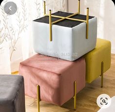 three stools stacked on top of each other