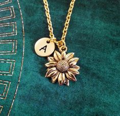 Sunflower Necklace SMALL Sunflower Jewelry Personalized Jewelry Flower Girl Necklace Sunflower Charm Necklace Flower Necklace Flower Jewelry Flower Girl Necklace, Small Sunflower, Bride Necklace, Dainty Diamond Necklace, Sunflower Jewelry, Sunflower Pendant, Sunflower Necklace, Necklace Flower, Charm Necklaces