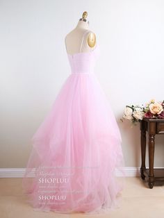 Summer Tulle Dresses With Fitted Bodice, Summer Dress With Tulle Skirt And Fitted Bodice, Pink Fitted Organza Wedding Dress, Fitted Pink Organza Wedding Dress, Bridesmaid Gown With Sheer Tulle Bodice, Pink Dress With Sheer Fitted Bodice, Bridesmaid Tulle Ball Gown, Pink Tulle Ball Gown For Summer, Spring Tulle Ball Gown Maxi Dress