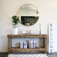 This beautiful combo console table has been built from natural reclaimed wood and is perfect to showcase in any entryway or any area that needs some life. The table measures 60L x 10W x 30H and has been moderately distressed. The natural color has not been stained. To keep the genuine rustic look of this product we use reclaimed wood and we're always sure to make sure the surfaces are sanded as smooth and splinter-free as possible. Please keep in mind that no two pieces will ever be the same. Al Entryway Table Decor, Entrance Table, Shelf Wood, Casa Vintage, Design Toscano, Entry Table, Wood Console Table, Wood Console, Coffee Table With Storage