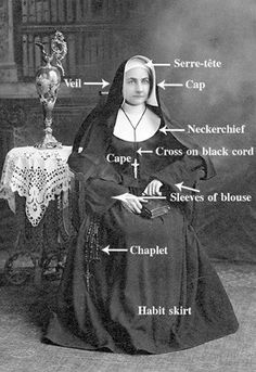 an old black and white photo shows the parts of a nun