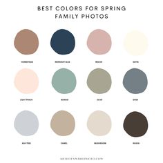 the best colors for spring family photos with text overlay that says, best colors for spring