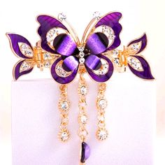 New Purple Butterfly Hair Accessory Butterfly Hair Accessories, Alligator Hair Clip, Butterfly Decor, Purple Collar, Clip Hairstyles, Theme Dress, Butterfly Hair Clip, Black Headband, Hair Claws