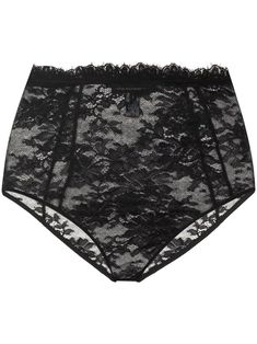 black floral-lace detailing high waist stretch-design Just a reminder that this piece must be tried on over your own garments. Sheer Lace Brief Bottoms, Fitted High-cut Leg Bottoms With Delicate Lace, Fitted Bottoms With Delicate Lace And High-cut Leg, Black Fitted Bottoms With Delicate Lace, Fitted Black Bottoms With Delicate Lace, Elegant Black Bottoms With Delicate Lace, Chic Lace Bottoms With Scalloped Lace, Delicate Lace Brief Bottoms For Daywear, Chic Scalloped Lace Bottoms