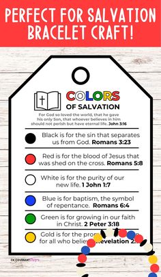 a poster with the colors of salvation on it and text that reads, perfect for salvation bracelet