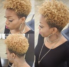 Honey Blonde Tapered Natural Hair, Honey Blonde Twa Natural Hair, Tapered Twa Hairstyles, Texturized Hair, Perm Cut, Natural Short Cuts