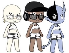 three cartoon characters wearing headphones and glasses