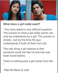 a man and woman are looking at each other with the caption'what does a girl really want? '