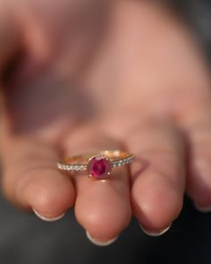 Luna Ruby Ring | ChicVida Fine Jewelry Rose Gold Ring Simple, Ruby Jewelry Ring, Ruby Ring Designs, Latest Ring Designs, Latest Gold Ring Designs, Ruby Necklace Designs, Eternity Rings Stackable, Ruby Wedding Rings, Natural Ruby Ring