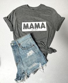 Mama works hard... give her a shirt to appreciate her and to show off her favorite title. Also available, baby and dada matching shirts! Mama Tshirts, Mama Shirt, Matching Shirts, Mom And Baby, Mom Shirts, Gender Neutral, Graphic Tees, Adult Outfits, Tops & Tees