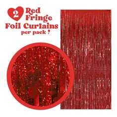 red fringe foil curtains with the words,'i love prince foll curtains per pack?