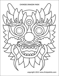 an image of a mask that is drawn in the style of a dragon's head