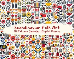 the scandinavian folk art pattern seams digital papers