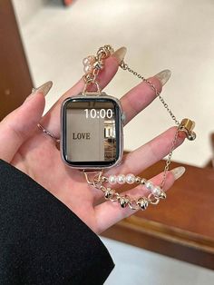 Type:Watch Accessories \nColor:White \nMaterial:Stainless Steel \nApplicable Brand:Apple \n Luxury Smart Watch, Hand Watch Aesthetic, Smart Watch Aesthetic, Aesthetic Items, Souvenir Ideas, Hand Jewelry Rings, Apple Watch Bracelets, Cute Watches, White Pearl Bracelet