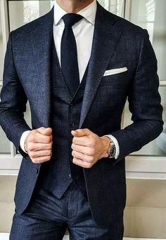 Three pieces men luxury fitted suit by babatundesunday2015 - Men's Suit - Afrikrea Classy Suits, Wedding Outfit Men, Dress Suits For Men, Designer Suits For Men, Shirt Tucked In, Fashion Suits For Men