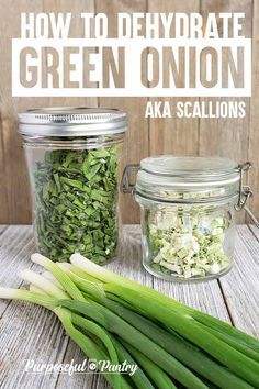 how to dehydraate green onion aka scallions in a mason jar