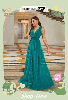 Formal V-neck Tiered Mesh Green Ball Gown Rj11113 Green Ball Gown, Ball Gown, Ball Gowns, Shop Now, Mesh, V Neck, Green, Clothes