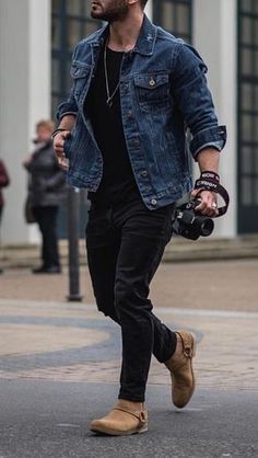 Jean Jacket Outfits Men, Men's Denim Style, Mens Casual Outfits Summer, Trendy Mens Fashion, Stylish Men Casual, Mens Casual Dress Outfits, To Get, Winter Outfits Men, Mens Fashion Casual Outfits