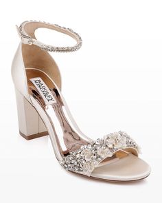 a women's high heeled sandal with crystal embellishment