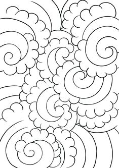 a black and white drawing of flowers with swirls