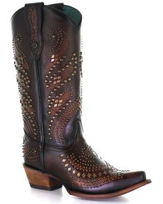 Corral Women's Sequenced Studs Western Boots - Snip Toe, Brown Cowgirl Style Outfits, Corral Boots, Rodeo Outfits, Leather Western Boots, Western Boots Women, Cowgirl Style, Leather Pulls, Designer Boots, From The Ground Up