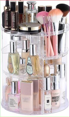 PRICES MAY VARY. ✅360 Rotating Makeup Organizer - The lazy Susan-style bottom of the organizer allows for smooth 360-degree rotation, making it effortless to access your makeup and beauty items quickly. ﻿ ✅6 Layers Of Adjustable Trays - Allow you to adjust tray height according to the height of your products; fit all different types of cosmetics and accessories ✅Large Capacity - Perfectly organizes and stores your cosmetics; enables easy access to all of your makeup and products. Hold at least 3 Makeup Organizer Countertop, Rotating Makeup Organizer, Makeup Organization Diy, Perfume Organization, Acrylic Organizer Makeup, Makeup Storage Box, Cosmetic Display, Skincare Organization