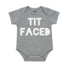 Need a funny sayings baby onesie? Shop our Tit Faced Onesie for the perfect funny onesie to gift for any baby shower! SOFT COTTON: Made with 100% luxury cotton, our baby onesies are soft, stretchy, and breathable to accommodate for the comfort of growing babies. This cotton fabric holds up to multiple washes and still looks fresh. UNIQUE PRINTS: Each piece features an in-house designed stylish print. Our artist designed prints in a variety of trending colors and graphics with vintage and bohemia Funny Baby Shower Gifts, Trending Colors, Funny Onesies, Funny Baby Onesies, Fashionable Baby Clothes, Cotton Bodysuit, Baby Brother, Baby Comforter, Unique Prints