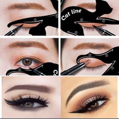 This Pack Of Two Cute Makeup Guide Stencils Help Guides You To Make It Easier For You To Create The Perfect Cat Eye And To Control You Eye Shadow As Well. A Cute And Fun Way To Make Eye Makeup Application Purrfect! Winged Eyeliner Stencil, Cat Eyeliner Stencil, Double Winged Eyeliner, Eye Makeup Stencil, Cat Eye Eyeliner, Makeup Stencils, Eyeliner Stencil, Eye Makeup Tools, Simple Eyeliner