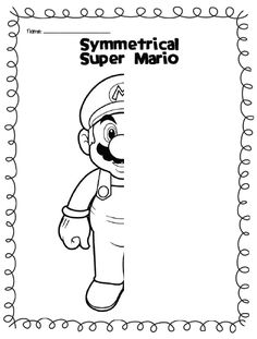 an image of a cartoon character with the words symmetrical super mario in black and white