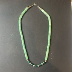 This Necklace Is Approximately 21 Inches Long. A Beautiful Handmade Green Turquoise Piece With A Focal Point Of Malachite And Silver Beads And Finished With A Closure Of Sterling Silver Bead Cones. Jewelry Native American, Long A, Silver Bead, American Jewelry, Green Turquoise, Native American Jewelry, Sterling Silver Bead, Silver Beads, Focal Point