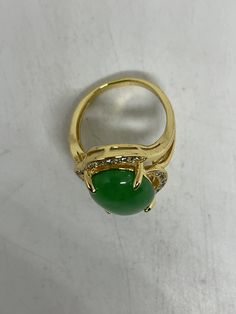 Vintage Lucky Green Nephrite Jade ring Large green nephrite jade Ornate gold finished White bronze Vintage ring, does not tarnish, NOT sterling Size 6, 6.5 or 8.5 My jeweler can custom re size for a $10-$20 fee All rings are shipped free in the US in a nice gift box. Check out our over a THOUSAND great reviews Engraving is $4 per letter and is not always perfect depending on the piece. It can take a few days if the jeweler is busy. This is payable to Paypal Judithsltd@gmail.com Green Oval Gemstone Dome Ring, Green Dome Ring For Formal Occasions, Formal Gold Jade Rings, Yellow Gold Jade Ring With Gemstone, Fine Jewelry Gold Jade Rings, Green Dome Ring As A Gift, Fine Jewelry, Gold Jade Rings In Fine Jewelry Style, Fine Jewelry Gold Rings With Jade, Gold Emerald Ring With Stone Setting