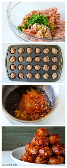 the steps to making meatballs are shown