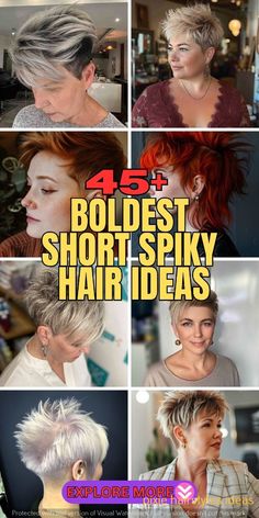 summer hairstyles for medium hair | cute hairstyles for short hair easy Spiky Pixie Haircut Spikes 2024, Spiky Pixie Haircut Spikes, Spiky Pixie Haircut, Short Spiky Hair, Caramel Hair Color Ideas, Grey Transition, Hairstyles For Short Hair Easy, Caramel Hair Color, Spikey Hair