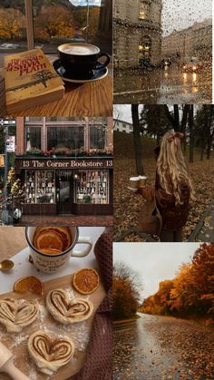 a collage of photos with autumn scenes