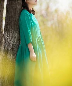 women dress Green Bohemian Linen Dress, Bohemian Green Linen Dress, Green Linen Long Sleeve Dress For Beach, Green Relaxed Fit Linen Beach Dress, Casual Green Ramie Dress, Green Linen Bohemian Dress, Green Linen Daywear Dress, Green Linen Dress For Daywear, Green Short Sleeve Bohemian Linen Dress